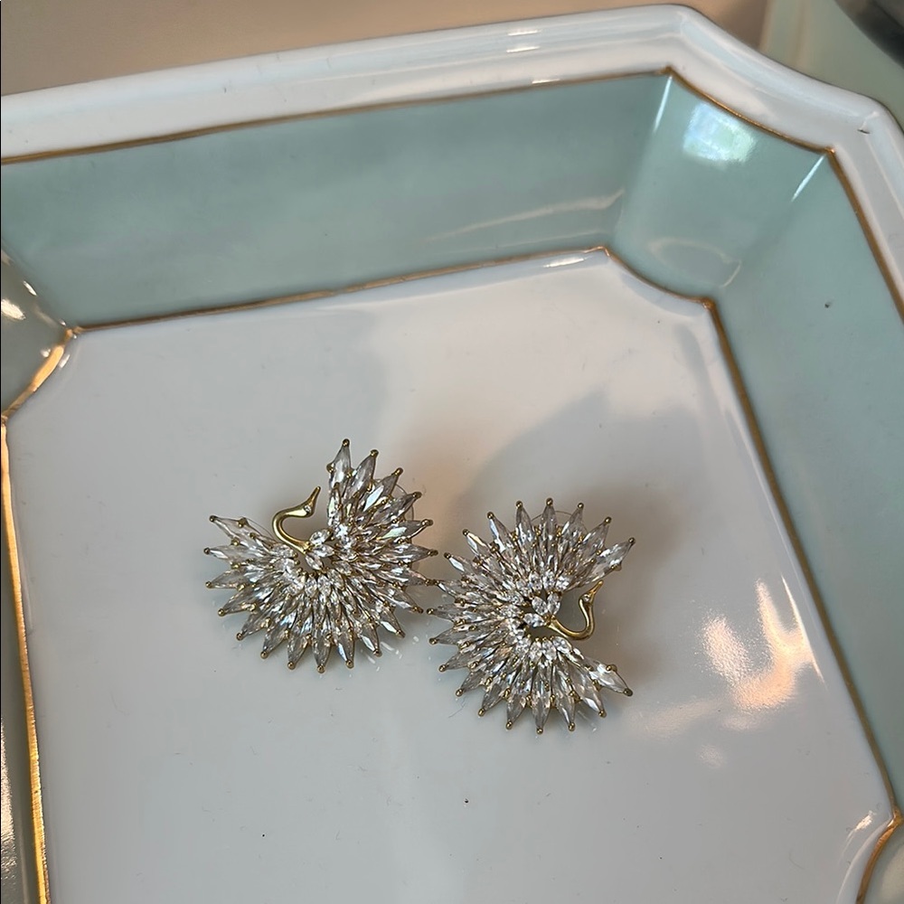 Mignonne Gavigan Elegant Silver and Gold Swan Earrings